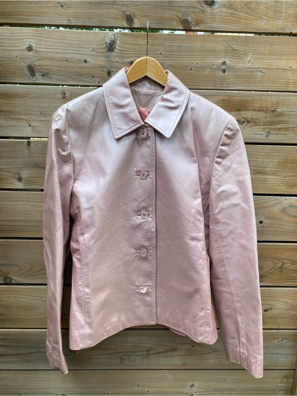 Danier Y2K Pink Leather Button-Front Jacket